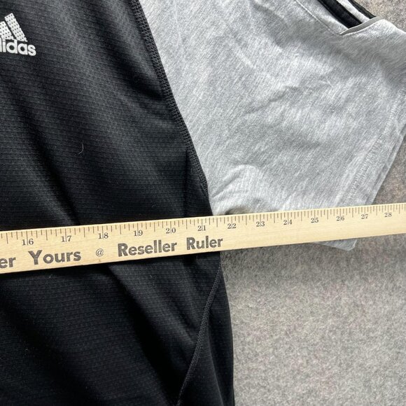 Adidas Shirt Men Large Grey Black Crewneck Training Polyester Soccer Jersey - Picture 5 of 11